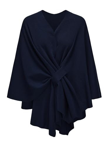 Spicy Sandia Shawl Wraps for Women Knit Poncho Travel Scarf Elegant Ruana Cape Sweater for Fall Winter