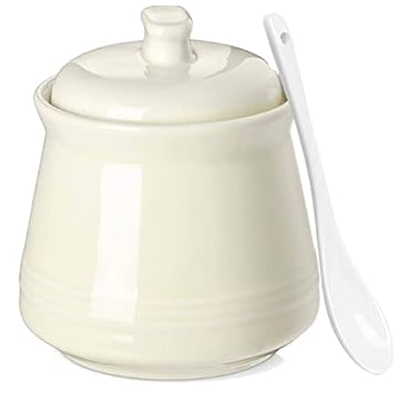 Açucareiro de cerâmica com tampa e colher, pote de açúcar de 350 ml, recipiente de açúcar de porcelana para café, bancada de cozinha, suporte de açúcar turquesa para creme de sal, lavável na