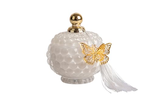 Generico Caja de cristal con vela perfumada, bombonera para comunión, confirmación, boda Harmony (blanco, medio: SNVT25028)