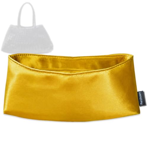 PurzInzert Premium Satin Silk Insert for Dragon Diffusion Santa Croce Small/Large (Marigold, Santa Croce Big), Lightweight Organizer, Zipper Pocket Custom Fit Handbag Purse Liner