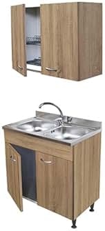 Mobile Sottolavello In Rovere Con Lavello Inox 100 Cm - 2 Ante, Made In Italy - Foto 7