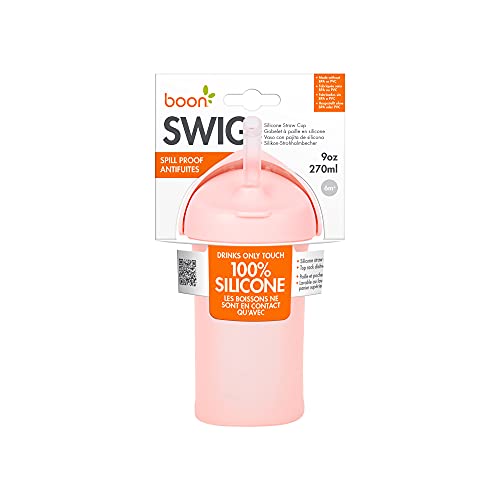Image of Boon Swig Toddler Silicone Straw Cup, 9 Ounces Pink