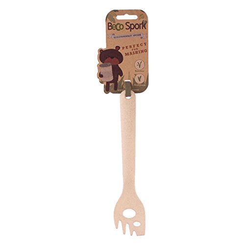 Beco Spork - Eco Friendly Bamboo Spoon/Fork with Extra Long Handle - Natural