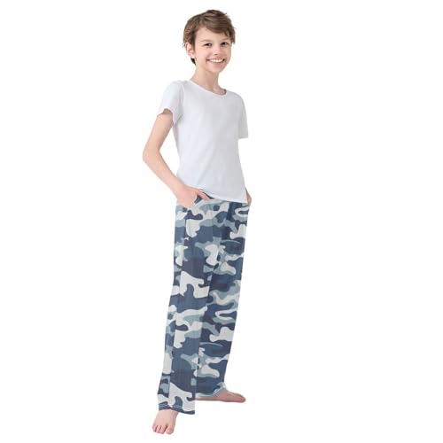 Boys' Pants Blue Camouflage Long Bottoms Jogger Pants Elastic Waist Trousers with Pockets S-XL4