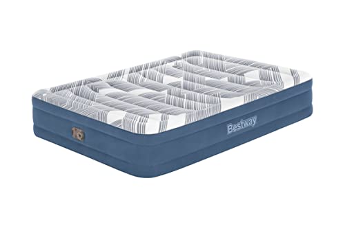 Bestway 80" x 60" x 14"/2.03m x 1.52m x 36cm Tritech Fashion Flock Air Mattress Queen Built-in AC Pump