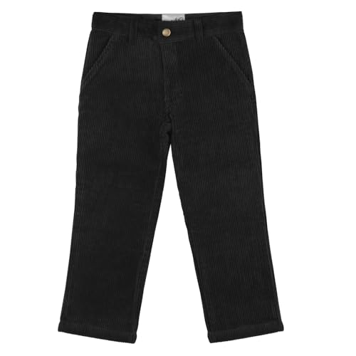 Buyless Fashion Boys Pants Flat Front Straight Cut Wide Corduroy Pattern - 17W1424-BLK-2 Black