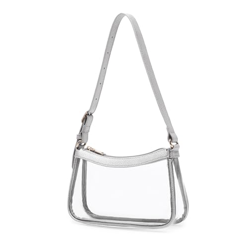 LAM GALLERY Stadium Approved Clear Bag Womens Transparent Handbag Small Clear Purse Bags for Concert Working - Silver