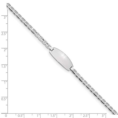 8.5Mm 14K Whiteengravable Gold Oval Id Nautical Ship Mariner Anchor Bracelet 5.5 Inch #TOP1