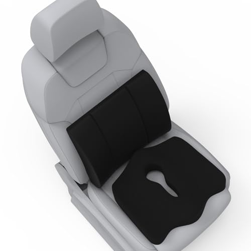 Image of Pillow Kit Memory Foam Back Support and Siting Cushion Ergonomic Adjust Sitting Position Relief Pain for Car or Office Chair. (Midnight Black, Lumbar)