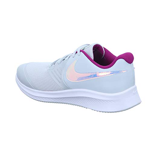 Nike Stroke Running Shoe, Pure Platinum Multi Color Barely Volt Red Plum White, 4 US Unisex Big Kid