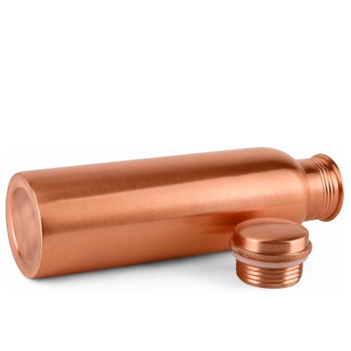 Image of Alpha Living Home Pure Copper Water Bottle 32 Oz Extra Large Wide Mouth Leak Proof Drinking Bottle with Brush, Ayurvedic Reusable Metal Bottle for Travel Office Gym, Pure Copper