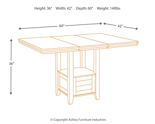 Signature Design by Ashley Haddigan Traditional Rectangular 36" Counter Height Dining Extension Table, Dark Brown - Image 4