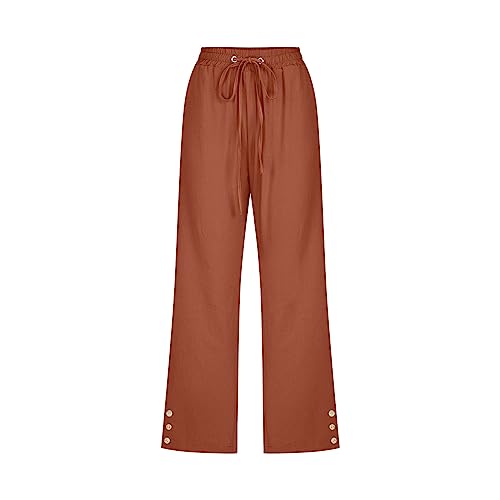 Cotton Linen Capri Pants for Women Casual Summer Elastic Waist Lounge Capris Loose Comfy Lightweight Cropped Trousers3