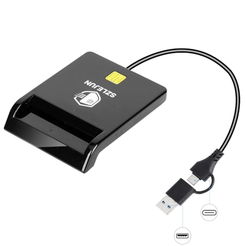 SZLEJUN CAC Reader USB A/USB Type-C - DOD Military CAC Smart Card Reader for Win/Mac/Linux/Android- PIV, PKI, EMV, eSIM, eID,Java Card Compatible with Testing Tools & SDK