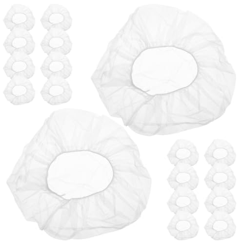 POPETPOP 50 Gorros Desechables Pelo Blancos de Tela No Tejida Diseño Elástico, Cubrecabezas para Enfermeras y Personal de Cocina en Restaurantes y Juguerías