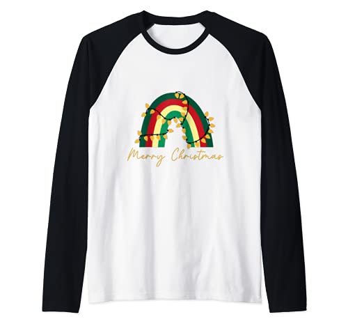 Joyeux Noël Lumières Arc-En-Ciel Joyeux Lumineux Joyeuses Manche Raglan