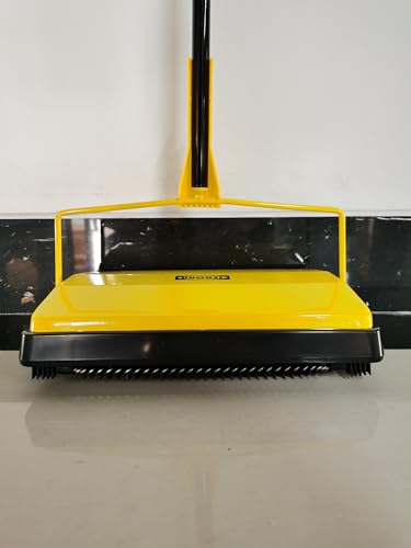 JEHONN Carpet Sweeper Manual with Horsehair, Non Electric Quite Floor Rug Roller Brush Push for Cleaning Pet Hair, Loose Debris, Lint (Yellow) - Image 8