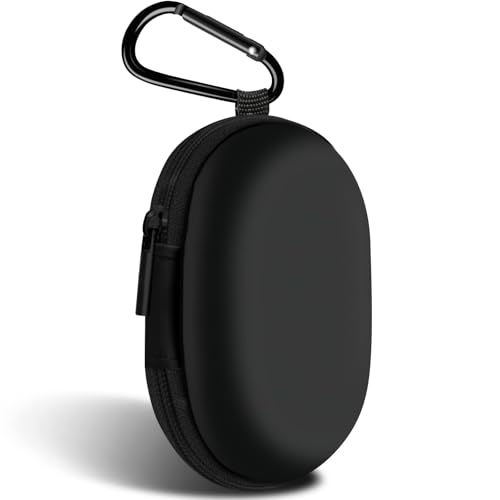 Image of Oval Earbud Case Portable EVA Carrying Case Storage Bag Cell Phone Accessories Organizer with Carabiner for Earphone, Earbud, Earpieces, SD Memory Card, Camera Chips, Black1