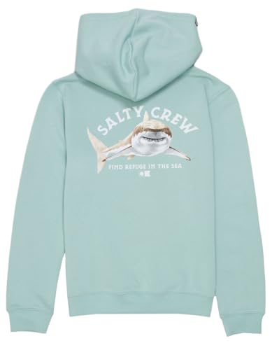 Salty Crew Boys’ Lurking Pullover Hooded Fleece – Cotton-Blend with Kangaroo Pocket & Screenprinted Shark Graphic