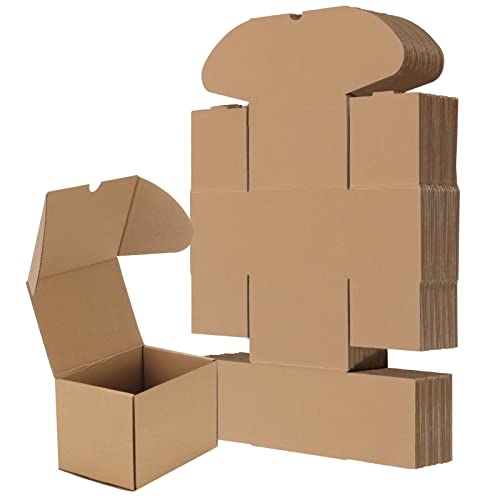 Image of RLAVBL 6x4x4 Inches Shipping Boxes Set of 25, Brown Small Corrugated Cardboard Box, Mailer Boxes for Packing Small Business