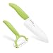 Kyocera Advanced Ceramic Revolution Series 5-1/2-inch Santoku Knife and Y-Peeler Set, Green