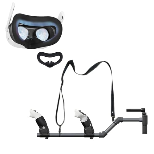 VR Gunstock for Meta Quest 3S,Silicone Eye Mask for Meta Quest 3S-Enhance Stability and Control Magnetic Stock Rifle Adapter & Sweat-Proof Silicone Face Cover Accessory (Black+Black)