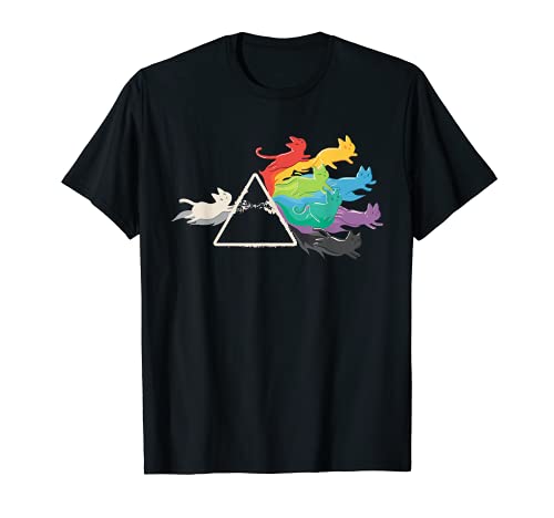 Cats prism light colors cat love light spectrum T-Shirt, Black