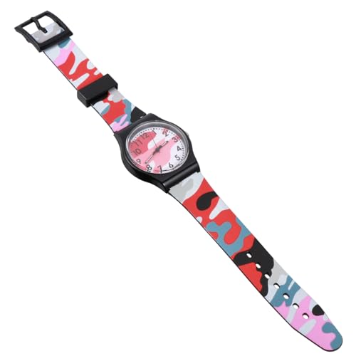 GLSTOY 子供用腕時計 漫画風迷彩デザイン Pvc素材 防水機能 調節可能バックル おしゃれなキッズウォッチ 1個