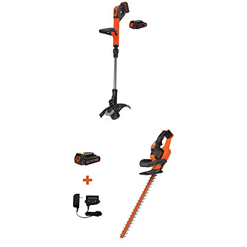 Image of BLACK+DECKER LSTE525 20V MAX Lithium Easy Feed String Trimmer /Edger with 2 batteries and hedge trimmer