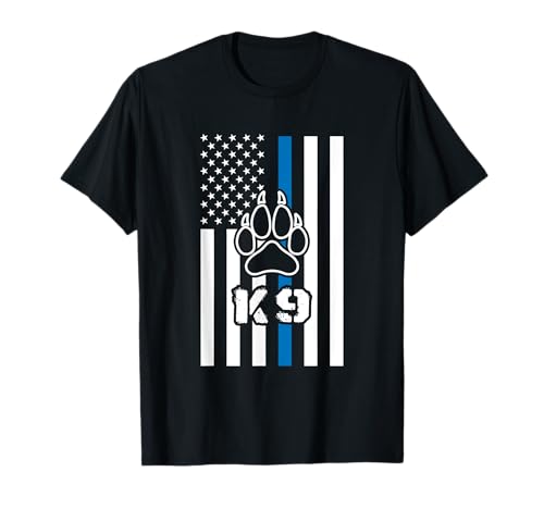 Police Flag with a Dog Paw and K9 T-Shirt for Men Women Kids