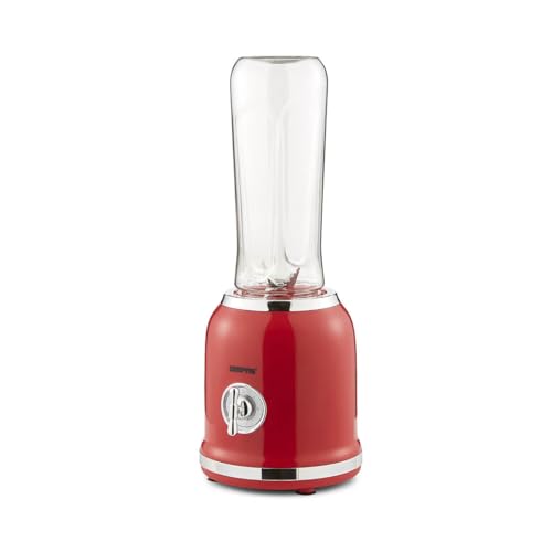 GEEPAS Personal Blender 2 Speed Smoothie Milkshake Maker with Pulse Function - Mini Travel Blender for Protein Shakes with 2 Easy to Clean BPA Free Tritan Sports Bottles 0.6L, 300W, Red