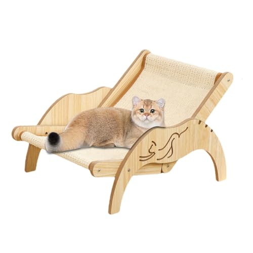 Silla de sisal para gatos,Silla de playa Hamaca para gatos | Hamaca con silla de playa para gatos | Hamaca para silla de gato, rascador ajustable de 3 alturas, cama elevada para gatos pequeños y grand
