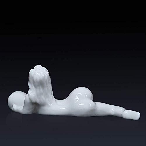 Hjj Vintage Big Boobs Breast Beauty Girls Statue, Exotic Phone Holder Figurine Sculpture Ceramic, Fine Porcelain Nude Female Lying Down, White #TOP3