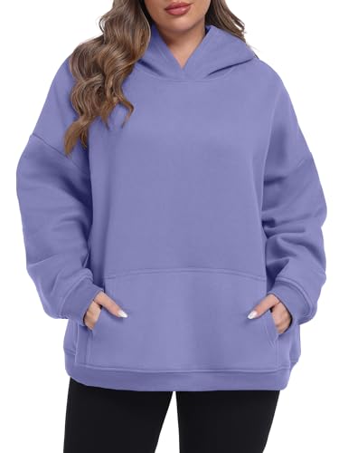 OLRIK Women Plus Size Hoodies Fleece-Lined Thick Sweatshirts with Kangaroo Pocket Cozy Hooded Pullover Fall Winter