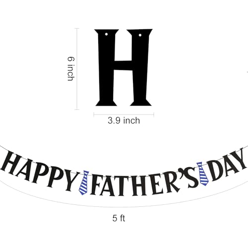 Image of Happy Father's Day Decorations Banner - Black Glitter Father's Day Hanging Decor Signs Banner Party Supplies, Ideal for Home, Office, and Party Celebrations
