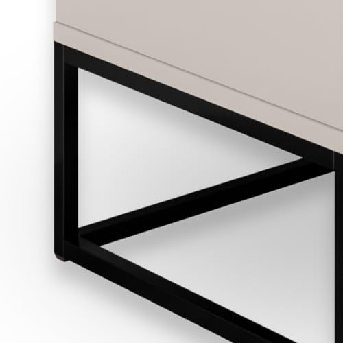 Kit 2 Mesas de Cabeceira Estilo Industrial 2 Gavetas Puxador Lua - LH Móveis (Off White/Pé Preto)