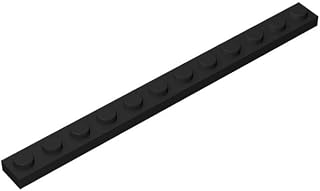 20 Piece Plate 1 x 12, Black, Compatible with Lego Parts and Pieces