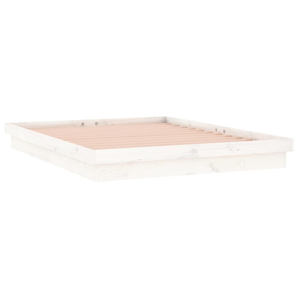 vidaXL Struttura letto in legno massello di pino bianco LED con telecomando per colori chiari regolabili – Dimensioni 120 x 200 cm arredamento moderno camera da letto