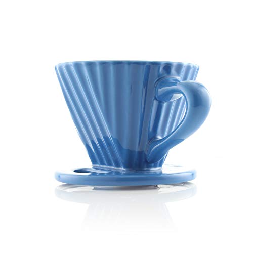 Chantal "Lotus" Ceramic Pour Over Coffee Dripper, 8 Ounces, Blue Cove #TOP1