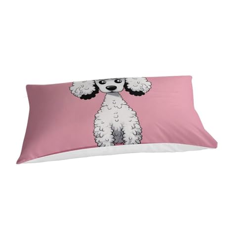 Housse de couette Caniche 3D microfibre respirante et douce pour lit single