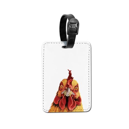 WIRESTER PU Leather Luggage Tag Name Tag Bag Tag for Travel Suitcase Baggage Luggage - Cochin Chicken