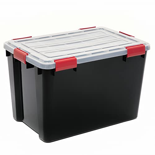 Iris Ohyama Luftdichte Kunststoff-Aufbewahrungsboxen mit Deckels, 70L, 3er-Set, Schwarz, Hermetischer wasserdichter Verschluss, Robuste Schnappverschlüsse, Stapelbar, Staubschutz, BPA-frei, DDAT-LD