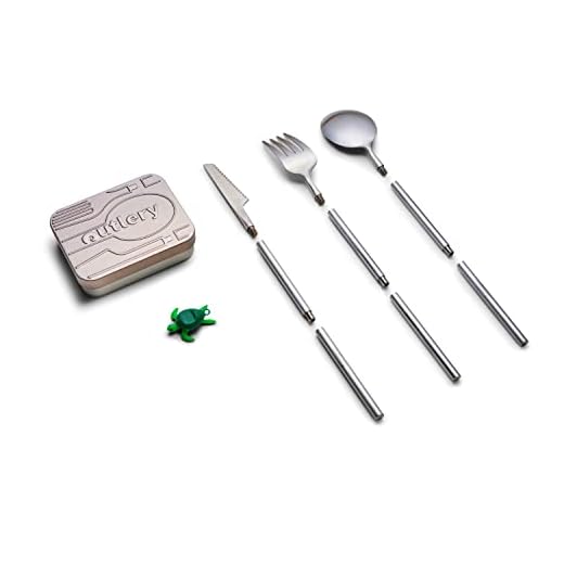 Outlery | Portable & Reusable Stainless Steel Travel Cutlery Set With Case For Camping, Picnic, Office and On-The-Go (Pocket Sized Flatware Set)