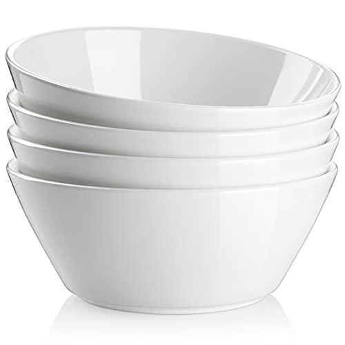 Soup Bowls Large Cereal Bowls, 32 oz Ceramic Bowls for Kitchen, White Bowls Set for Cereal Soup Pasta Salad Ramen Pho, Chip Resistant, Dishwasher & Microwave Safe, Set of 4