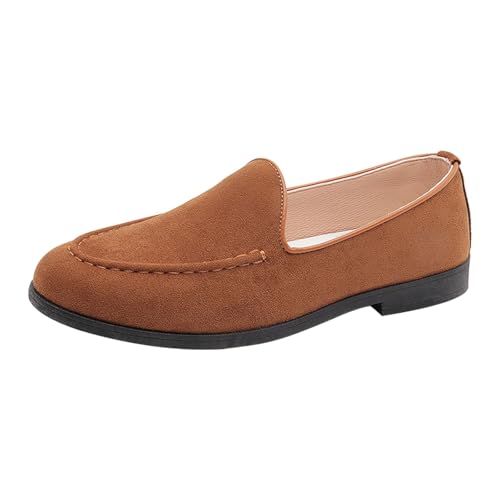Mocasines cómodos para caminar estilo Oxford con horma ancha y diseño de gamuza retro