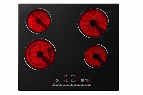 Image of HEME 60cm Built-In Ceramic Hob, 4 Cooking Zones, Touch Control, 5900W, Black, PR6041ET-B1