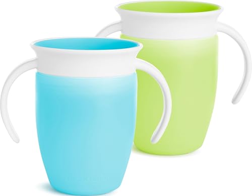 Image of Munchkin® Miracle® 360 Trainer Sippy Cup with Handles, Spill Proof, 7 Ounce, 2 Pack, Green/Blue
