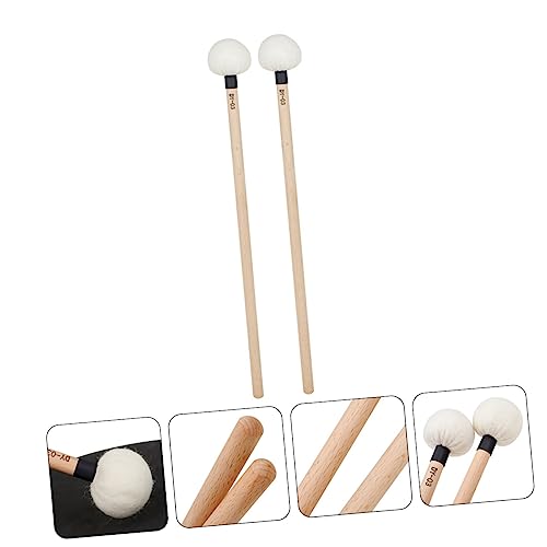 KESYOO 2 piezas de baquetas para batería con mango de madera y cabeza de fieltro, color negro, accesorios para instrumentos de percusión miniatura 5