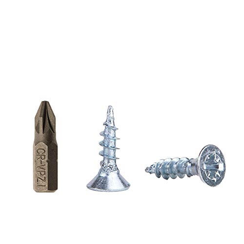 (Pack of 100 pcs) Zinc Plated Steel Wood Screws 3.5 x 10 mm, Pozi-drive Head Screws, Fasteners, Countersunk, Chipboard Screws (100)