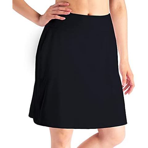 Yogipace Tall Women's 20" Built in Shorts Modest Knee Length UV Protection Skirt Athletic Running Golf Tennis Cycling Skort Black Size L Cover